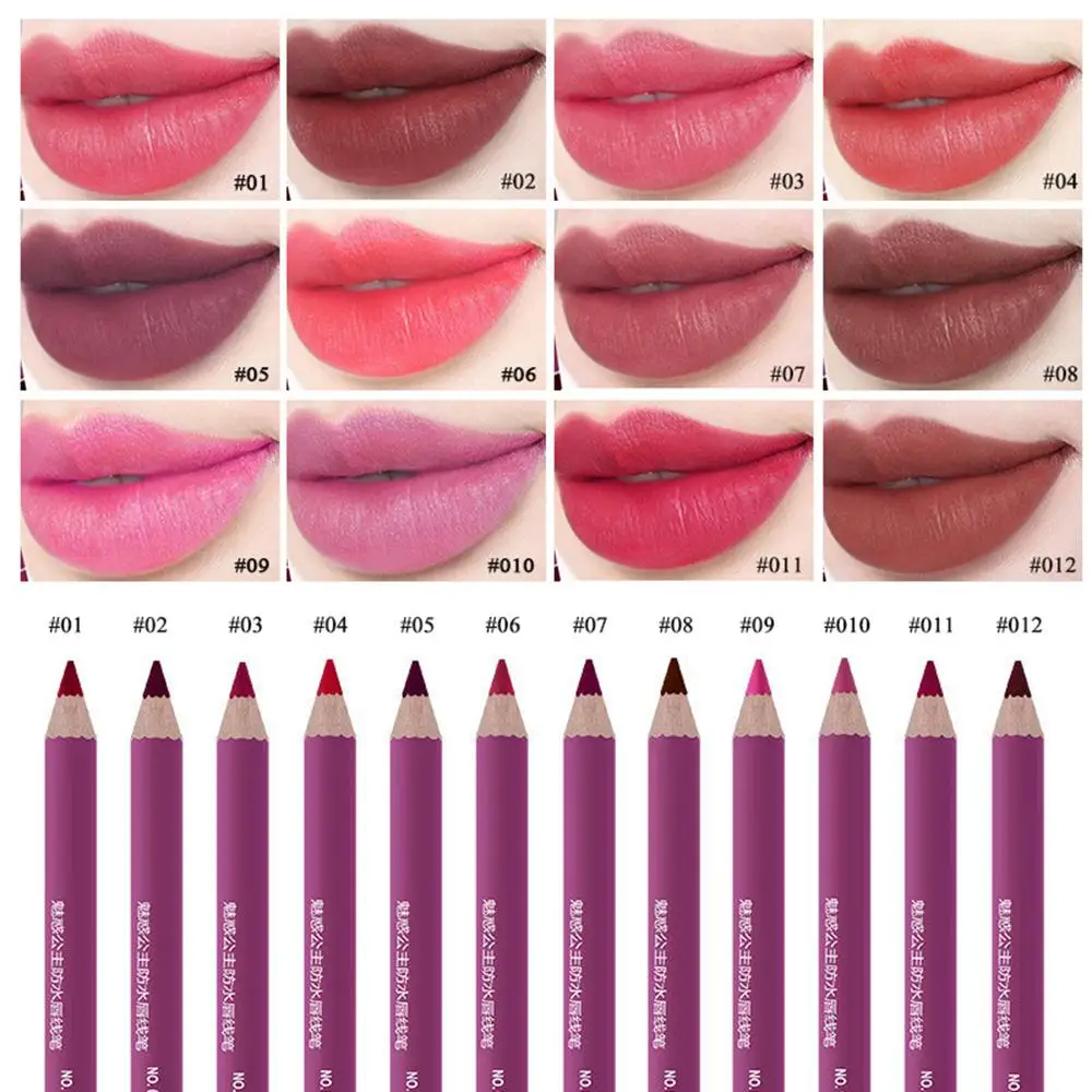 

12pcs Waterproof Lip Liner Pencil Set 12 Colors Neutral Matte Plumper Lip Liner Lips Makeup Cosmetics