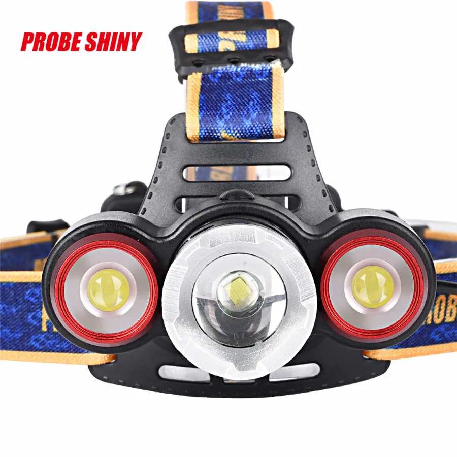Outdoor headlight 8500Lm XML T6 + 2R5 3 LED rechargeable 18650 waterproof light USB interface night riding lights 35A5 (7)