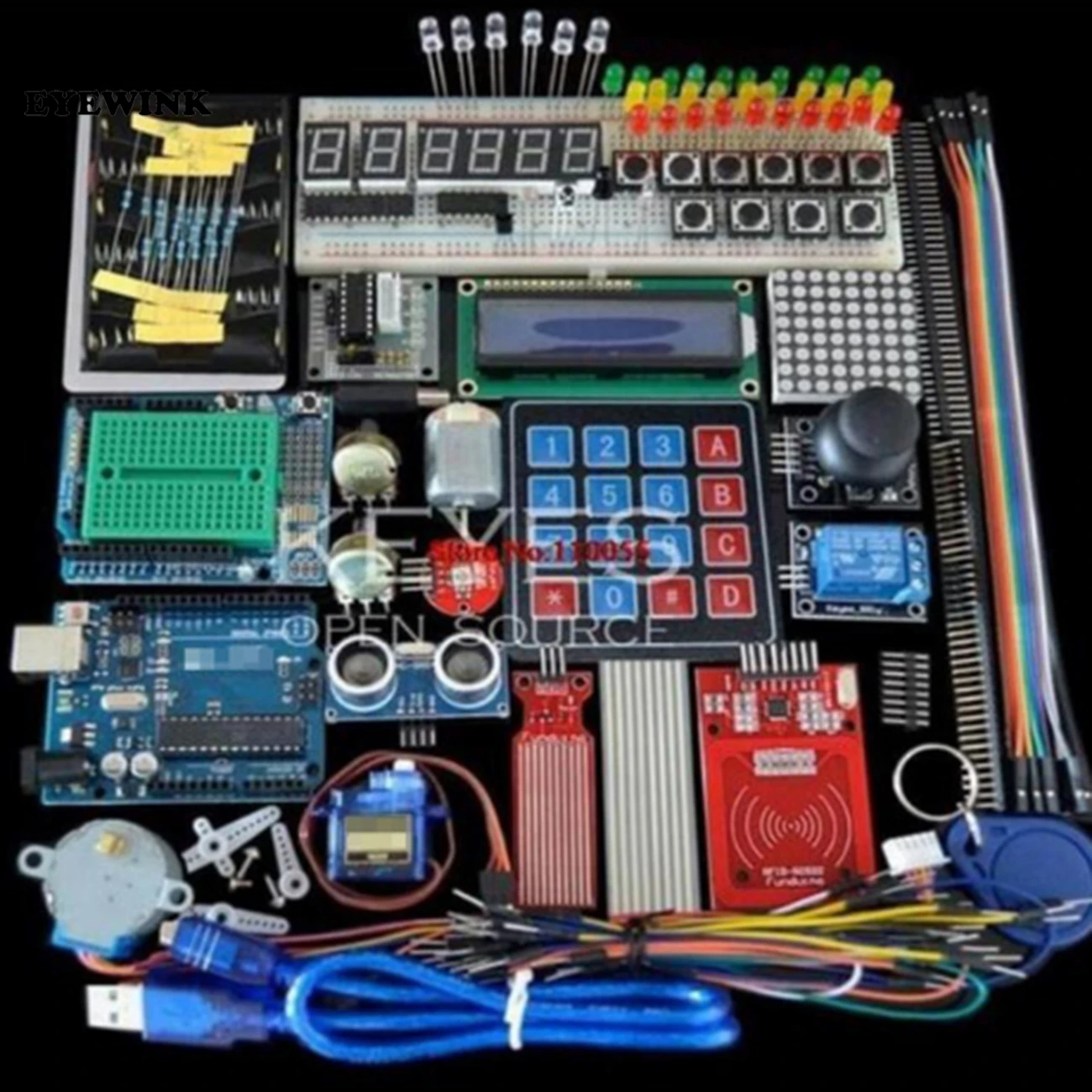 

Starter Kit for Arduino Uno R3 - Uno R3 Breadboard and holder Step Motor / Servo /1602 LCD / jumper Wire/ UNO R3