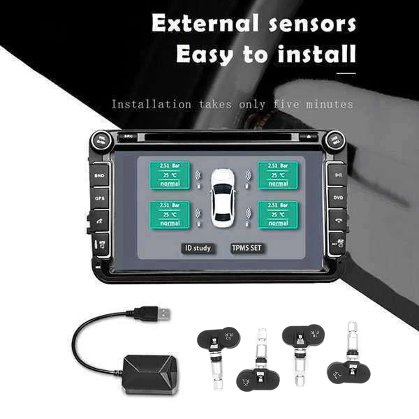 TPMS для Android автомобильный DVD система контроля давления в шинах USB датчики давления в шинах Система мониторинга сигнализации 4 шт./комплект