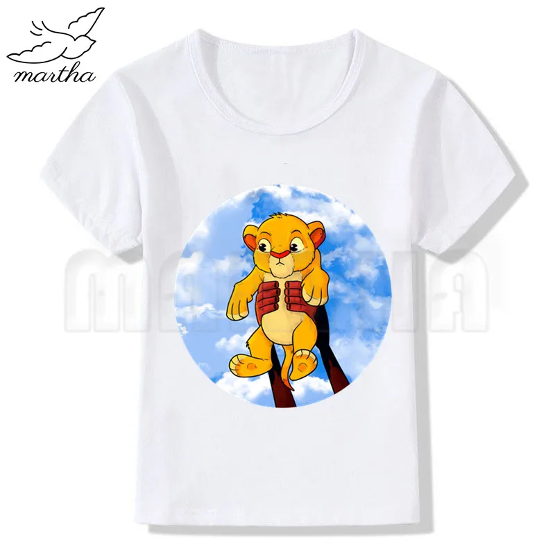 Children Summer Tops Boys Girls Cartoon The Lion King Simba Cute Print T-shirt Children Funny Short Sleeve Baby Clothes