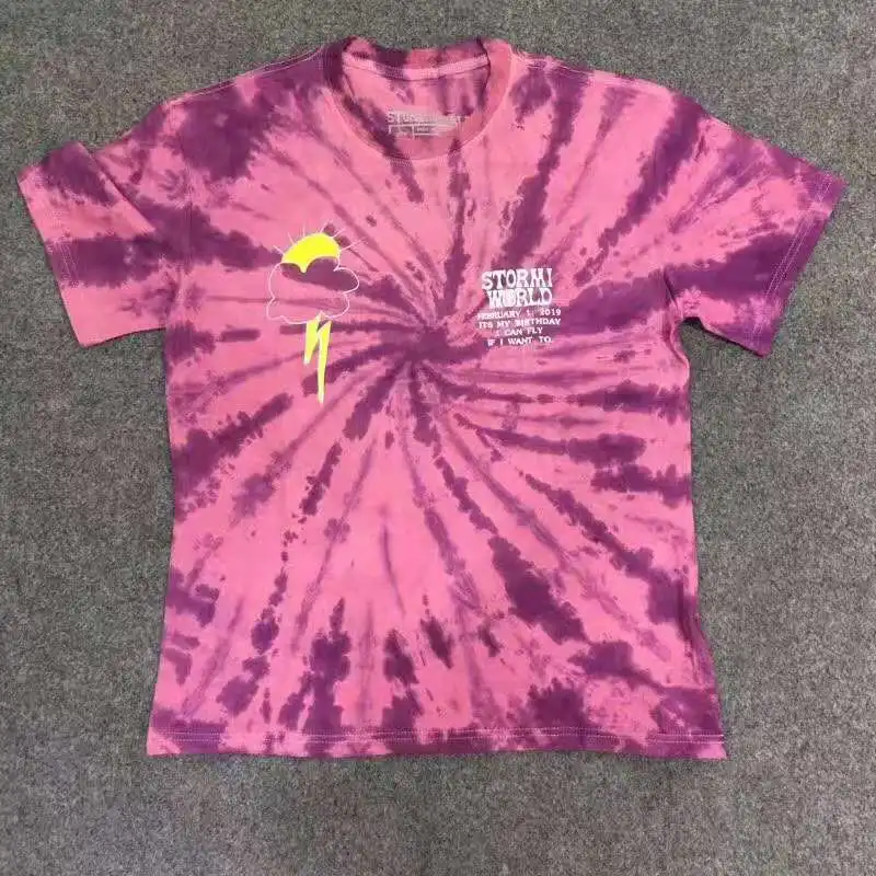 

New Travis Scott Astroworld T Shirt Men Women Dyeing Billie Eilish High Quality Cotton ASTROWORLD TRAVIS SCOTT T-shirts