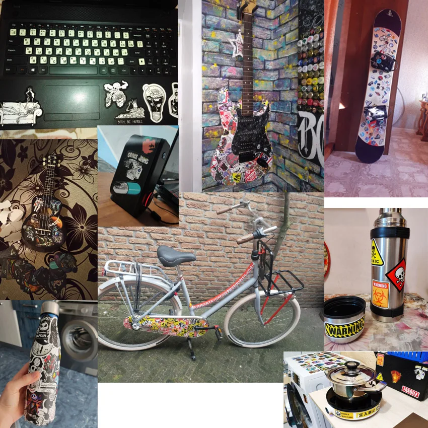 50PCS Black White Gothic Style Horror Skeleton Graffiti Stickers DIY Laptop Luggage Guitar Skateboard Car Decal Kids Toy