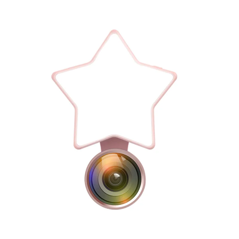 New Pentagram Shape LED Fill Light with HD Wide-angle Lens Phones Clip Dimmable for Self-timer Video Live Broadcast Lamp | Электроника