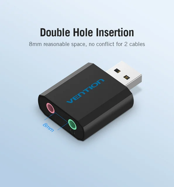 VENTION Tarjeta de sonido USB, tarjeta de sonido externa, adaptador de  audio USB a conector de 0.138 in con chip de reducción de ruido, tarjeta de