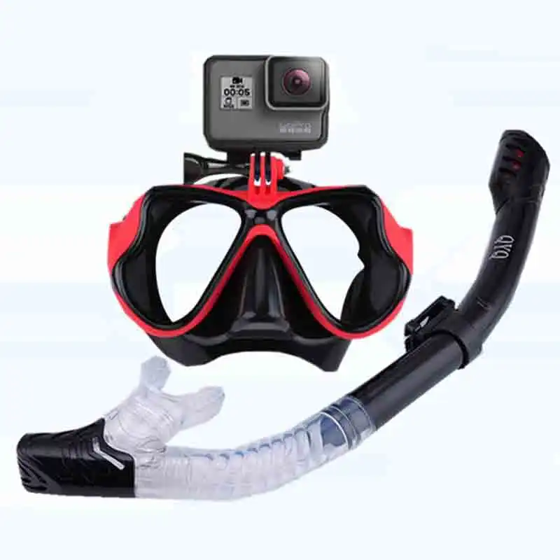 Baratos Máscara de Snorkel conjunto de tubo de Snorkel máscara de buceo Anti niebla natación gafas de buceo tubo de Snorkel para GoPro cámara de deportes subacuáticos