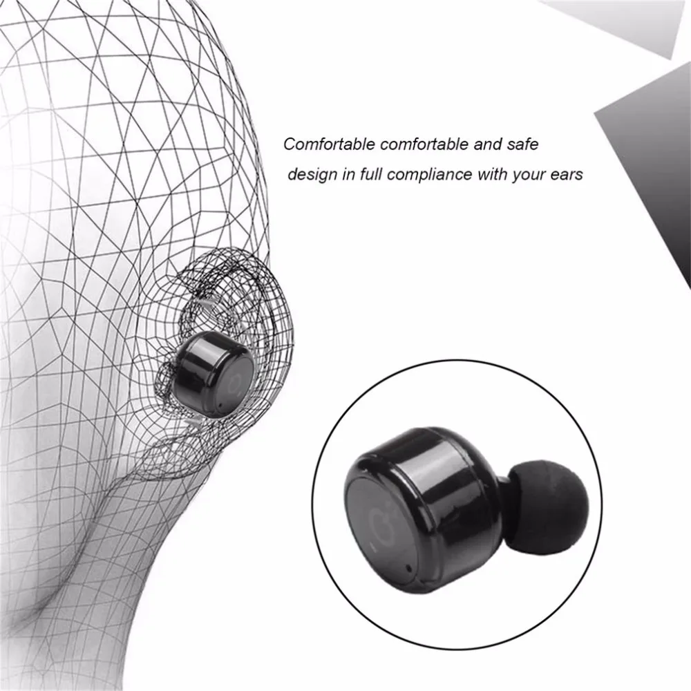 Маленький размер X2T мини невидимый беспроводной Bluetooth V4.2 наушники для бега стерео бас наушники для спорта бега с зарядным чехлом