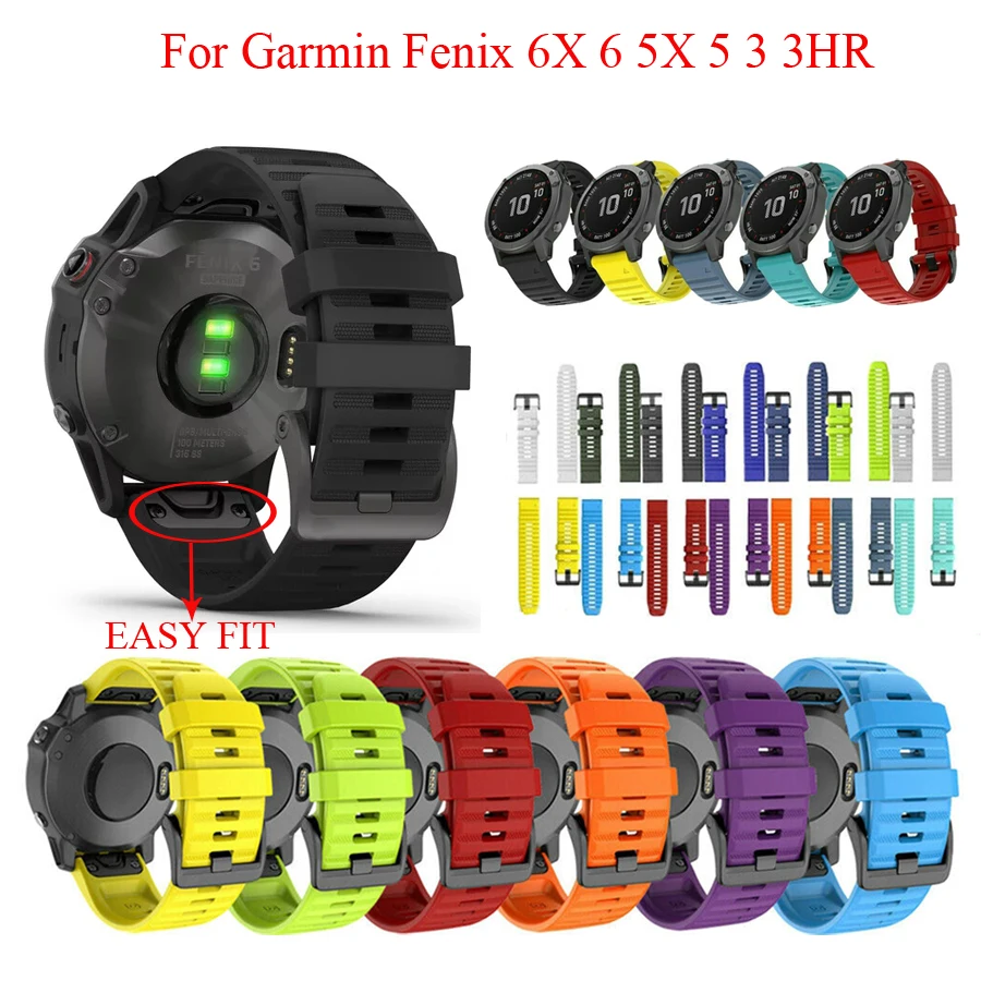 26 22 20 мм быстросъемный ремешок для часов Garmin Fenix 6X6 6S Pro Quick Fit Силиконовый ремешок для наручных часов Garmin Fenix 5 5X