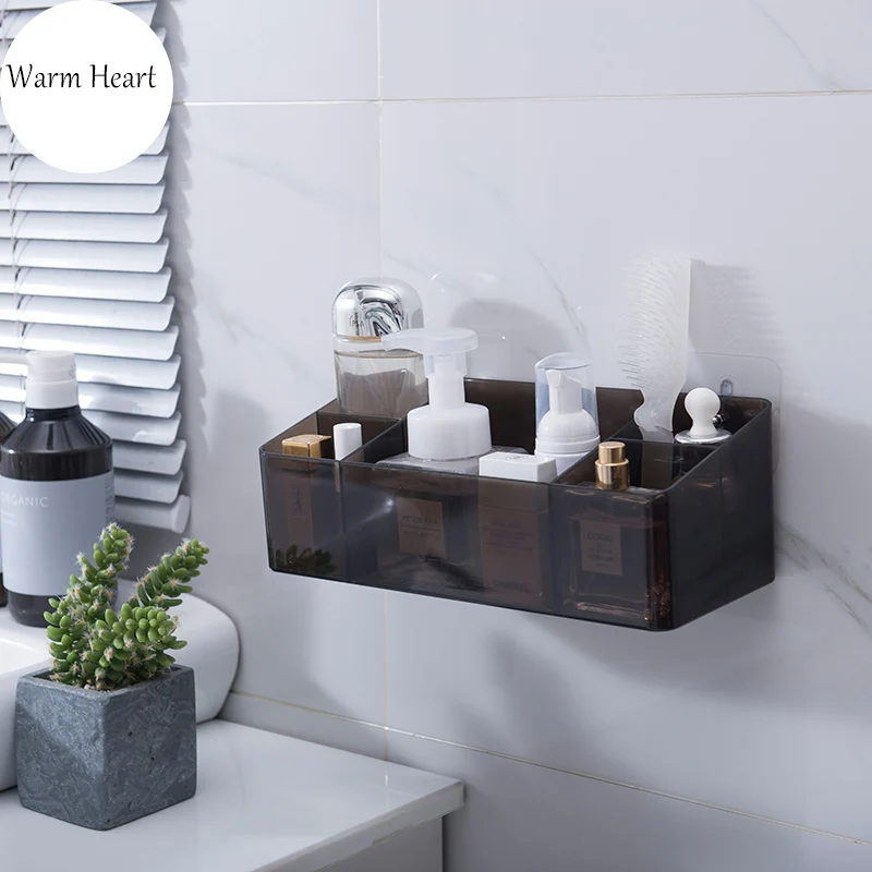 

Waterproof Storage Holders Plastic Bathroom Shelf Free Punching Wall Hanging Multipurpose Home Decoration