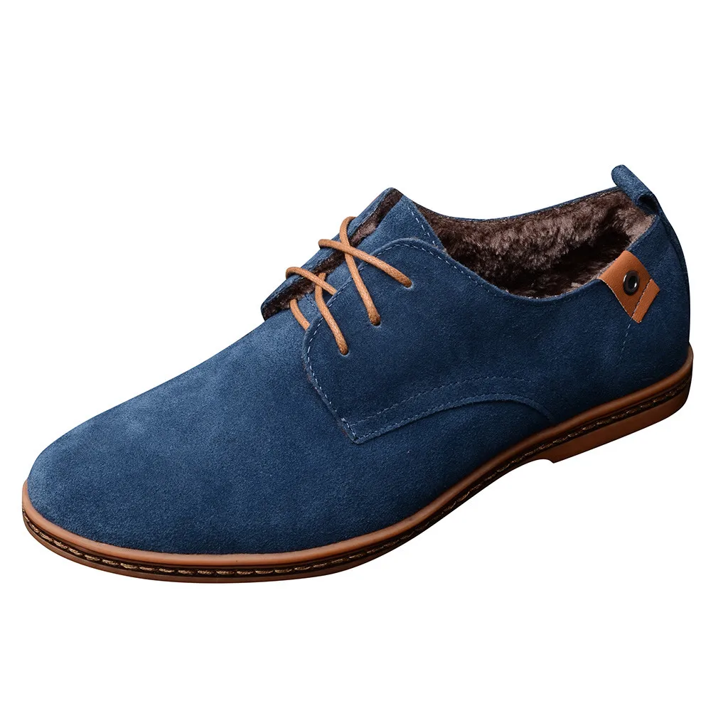 Мужская повседневная обувь; Сезон Зима; zapatillas hombre; мужские модные повседневные зимние оксфорды на шнуровке; кожаная обувь; Теплая обувь в деловом стиле