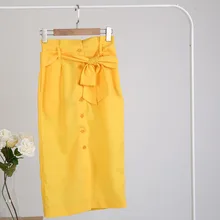 Летние модные тонкие однотонные однобортные на шнуровке SML XL XXL женские с высокой талией повседневные длинные юбки женские прямые юбки