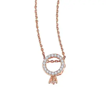 

New Elegant Crown Necklace Sterling Silver Ring Pendant Korean Temperament Simple Clavicle Chain Summer Accessories