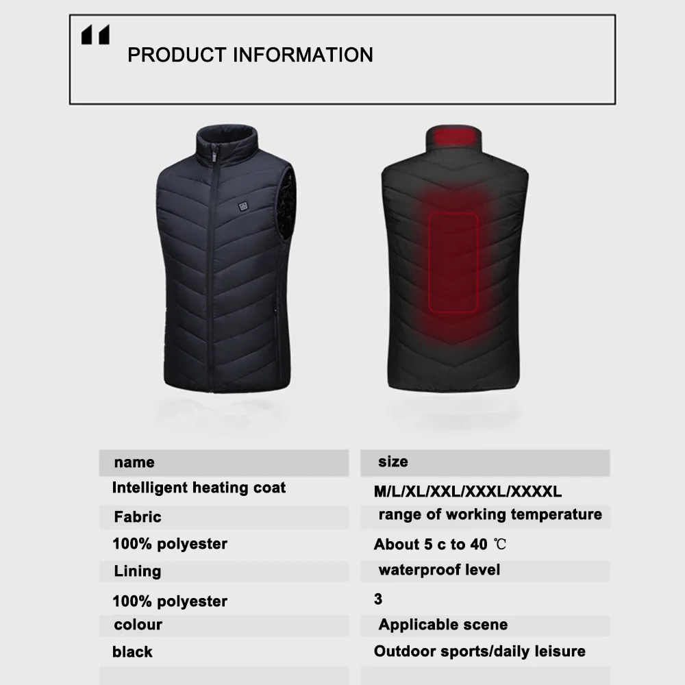 Electric Vest Three Modes Sleeveless Winter Outdoor Cycling Skiing Snow Warmer Accessories Heated Body Wearing Waistcoat