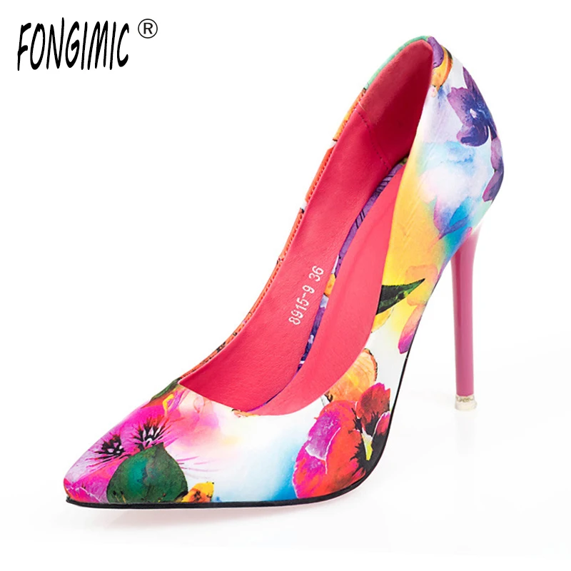 С обувной коробкой) женская обувь на высоком каблуке новые атласные классические женские туфли-лодочки с острым носком на высоком тонком каблуке с цветочным принтом женская обувь