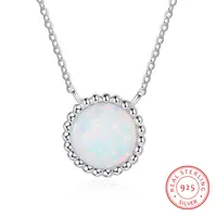 925 Sterling Silver Round Opal Necklaces Simple Women Chain Necklaces Female Anniversary Gifts Silver 925 Jewelry (Lam Hub Fong) - Image 5