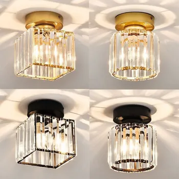 

New Modern Crystal Ceiling Lighting Fixture Round Square Surface Mounted Crystal Ceiling Lamp For Corridor Bedroom Entrance Hall