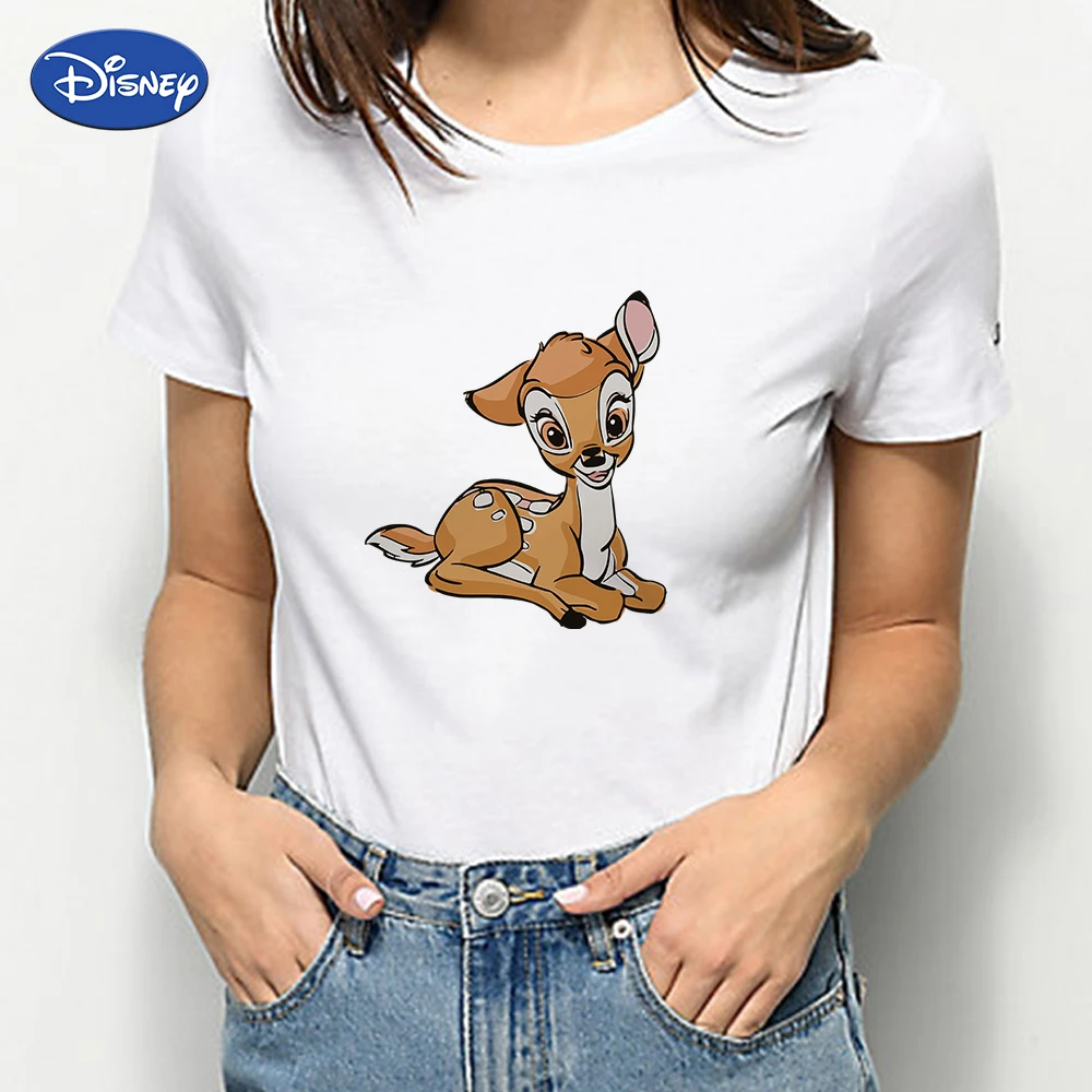 Disney Bambi Cute Tops For Women Tee Shirt Basic 90s Oversized Harajuku  Short Sleeve Summer Ropa Aesthetic Crewneck Tshirt - T-shirts - AliExpress