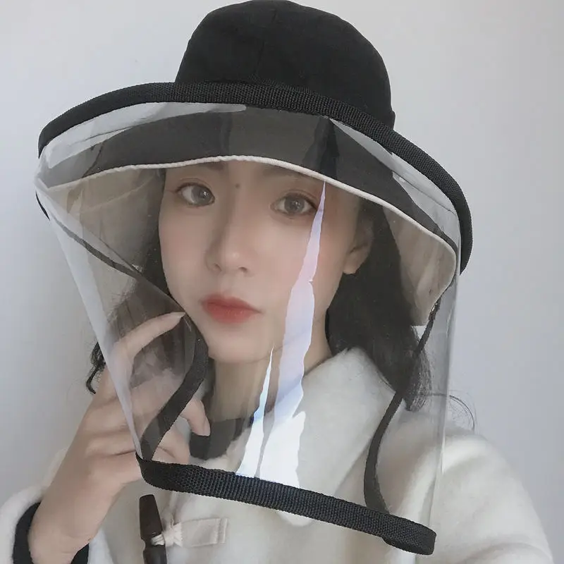 

Topless Bucket Hat Transparent Folding Face Mask Protective Corona Virus Cap Any Match Anti Droplet Hats