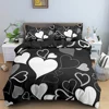 Love Pattern 3D Bedding Set Luxury Duvet Cover Sets Heart Black White Pillowcase Bed Linen Bed Room Kids Twin Queen King Size 1