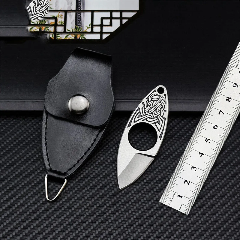 

Swayboo mini small ring knife integrated 440C stainless steel key chain EDC knife multi-tool Fixed Blade Knife case rope knife