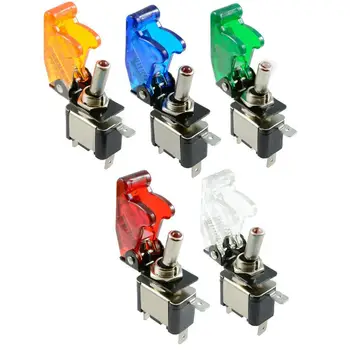 

Auto Car Boat Truck Illuminated Led Toggle Switch With Safety Aircraft Flip Up Cover Guard Red Blue Green Yellow White 12V20A