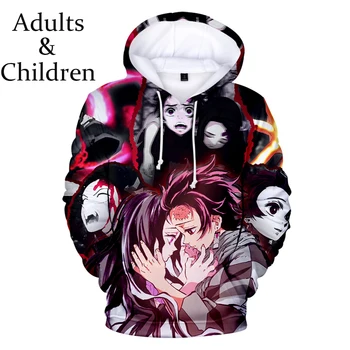 

New fashion Ghost Blade Harajuku style boys girls 3D hoodie man woman popular 3D hooded autumn winter Demon Slayer sweatshirts