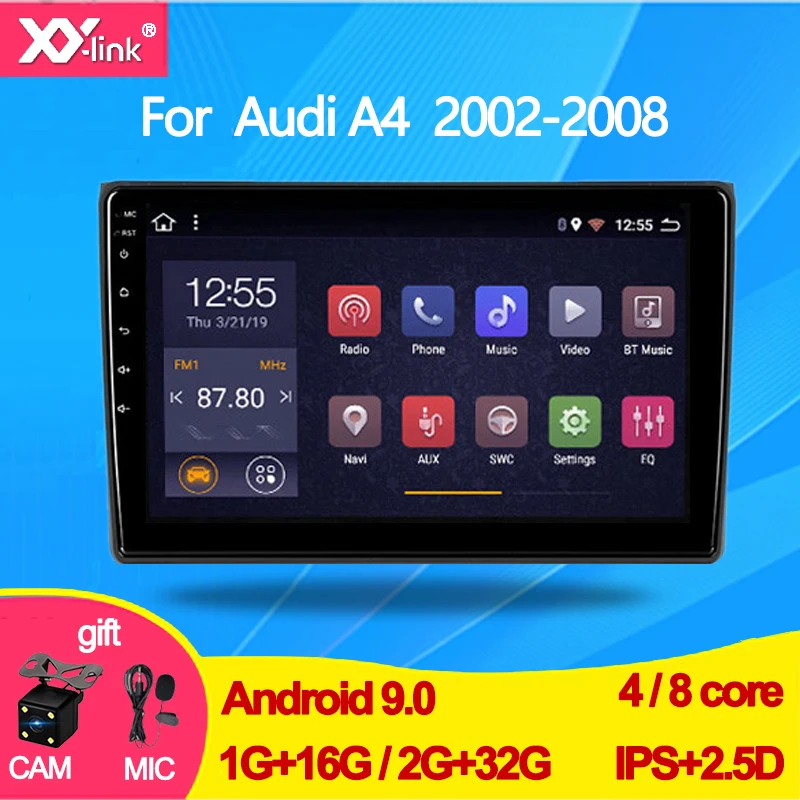 

9" 2G RAM 8 cores Android 9.0 Car DVD Stereo GPS Navigation For Audi A4 S4 RS4 8E 8F B9 B7 2002 to 2007 2008 radio headunit 4G