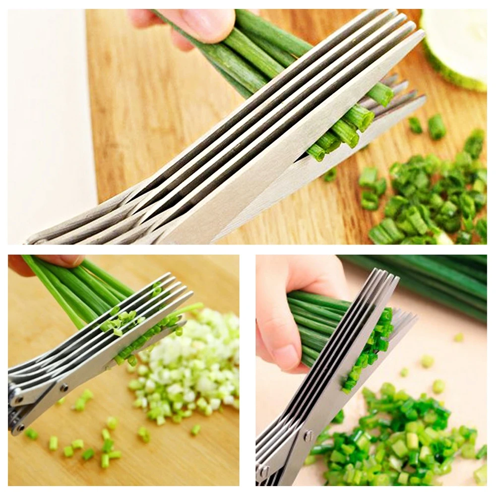 Five-Layer Cut Shredded Food Scissors Multipurpose 5 Blade Kitchen Herb  Shears Herb Cutter for Chopping Ba - AliExpress