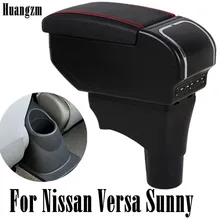 Compartimento de almacenamiento para tienda Central para Nissan Versa Sunny 2012-2018 caja de reposabrazos de doble capa con Cenicero portavasos para coche Modi