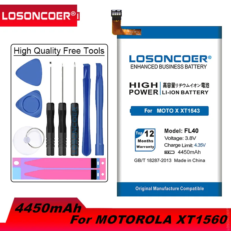 

LOSONCOER 4450mAh FL40 For Motorola X 3A Play Dual T1543 T1544 T1560 T1561 T1562 T1563 T1565 battery