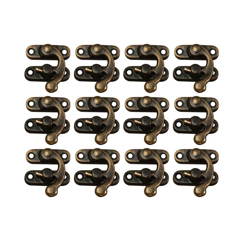 100PCS Vintage Metal Hardware Furniture Wooden Box Leather Bag Hardware Decorative Latch Clasps Lock Padlock Hasp with Screws