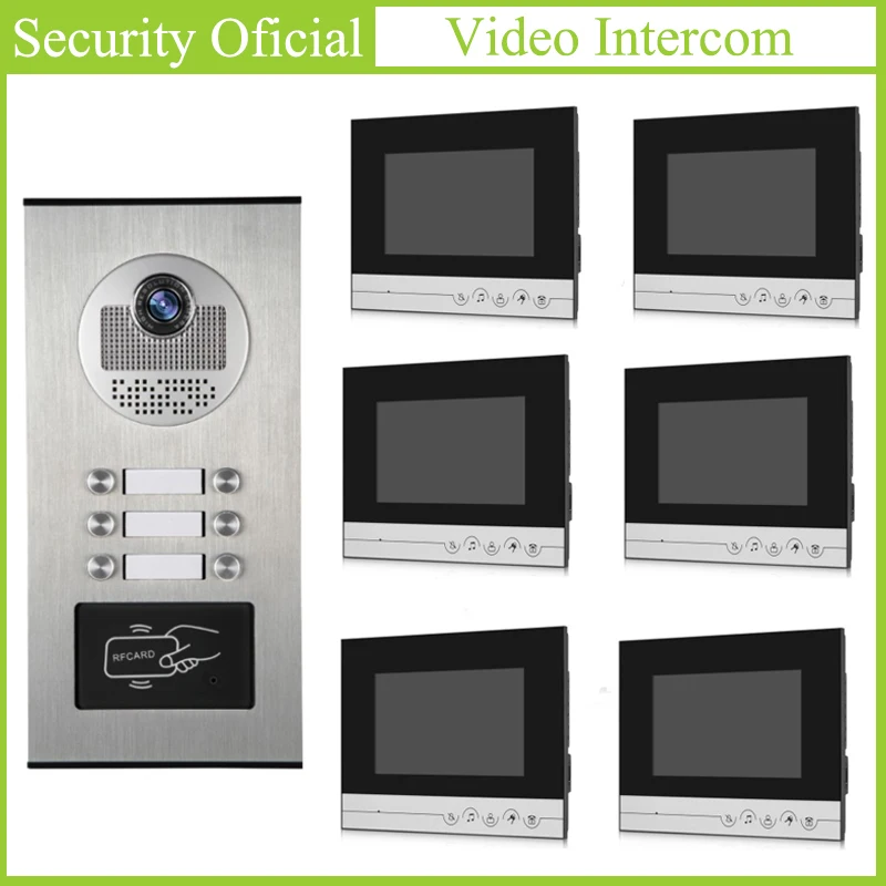 7 Inch TFT LCD Color Monitor Night Vision Camera For Multi Apartment Video Doorbell 6 Family Intercom System with ID Card Unlock 7 Inch TFT LCD Color Monitor Night Vision Camera For Multi Apartment Video Doorbell 6 Family Intercom System with ID Card Unlock