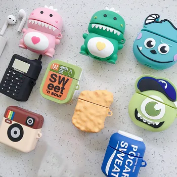 

3D Cute Cartoon Kinder Joy Bluetooth Headset soft silicone cover For Apple Airpods 2 1 case wireless charging Avocado box bag