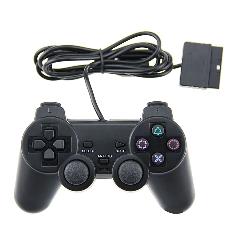 For PS2 Wired Game Controller Gamepad Double Vibration Clear Controller Gamepad Joypad for playstation 2 PS2 Gamepads Accessory