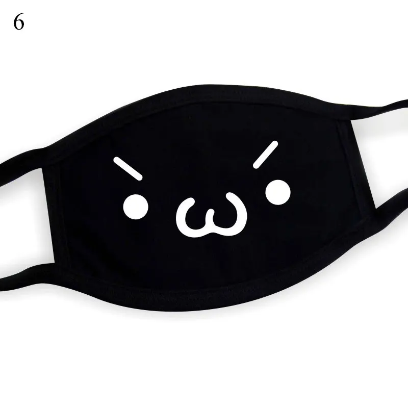 1 шт. новая хлопковая Пылезащитная маска для лица с рисунком из мультфильма «Счастливый медведь», женские и мужские муфельные маски со ртом для лица, милые Мультяшные маски для кошек черного цвета - Цвет: 6