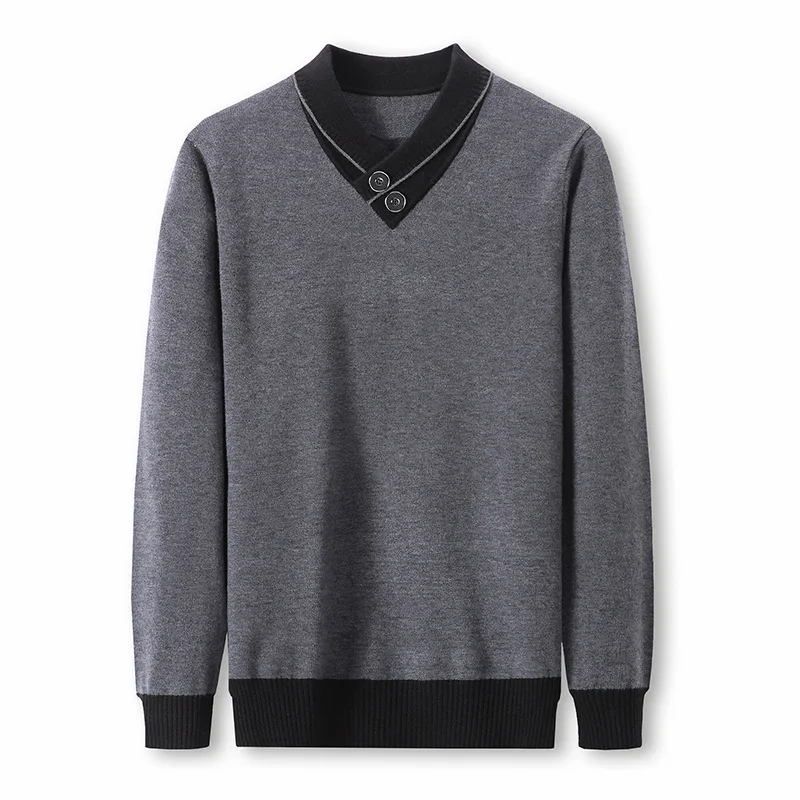 Осень и зима стиль Толстый мужской свитер корейский стиль Slim Fit стек галстук застежка шерстяной свитер ангольский теплый свитер