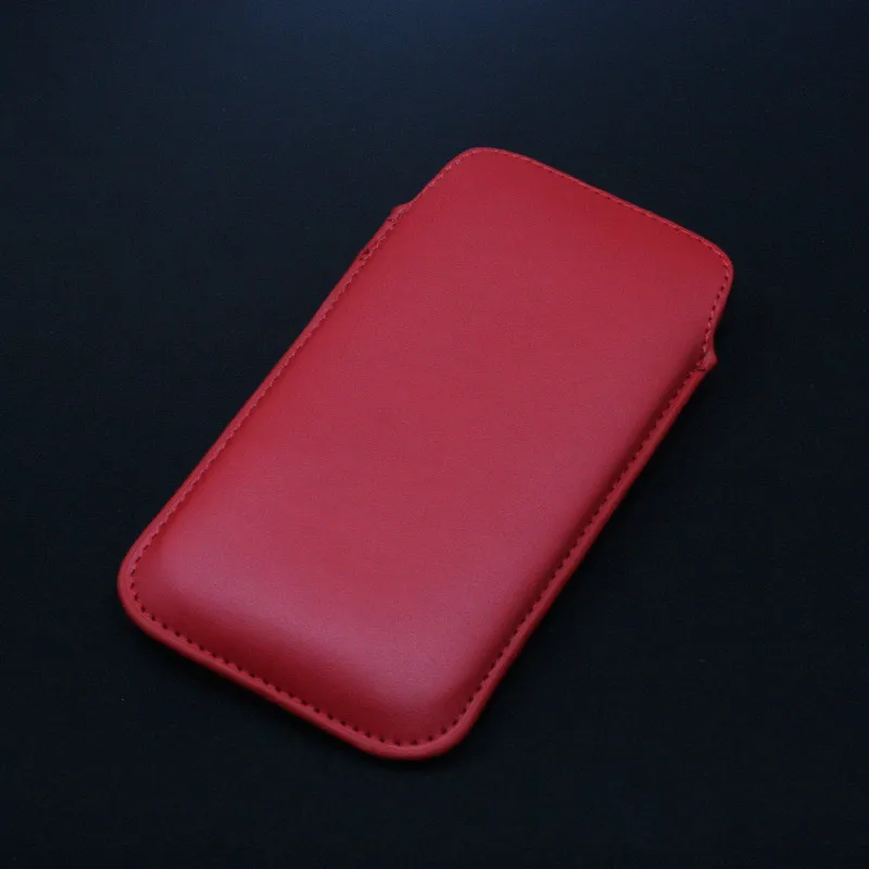 Leather Pull & Push Tab Phone Case Pouch - 6.1 Inch Cover
