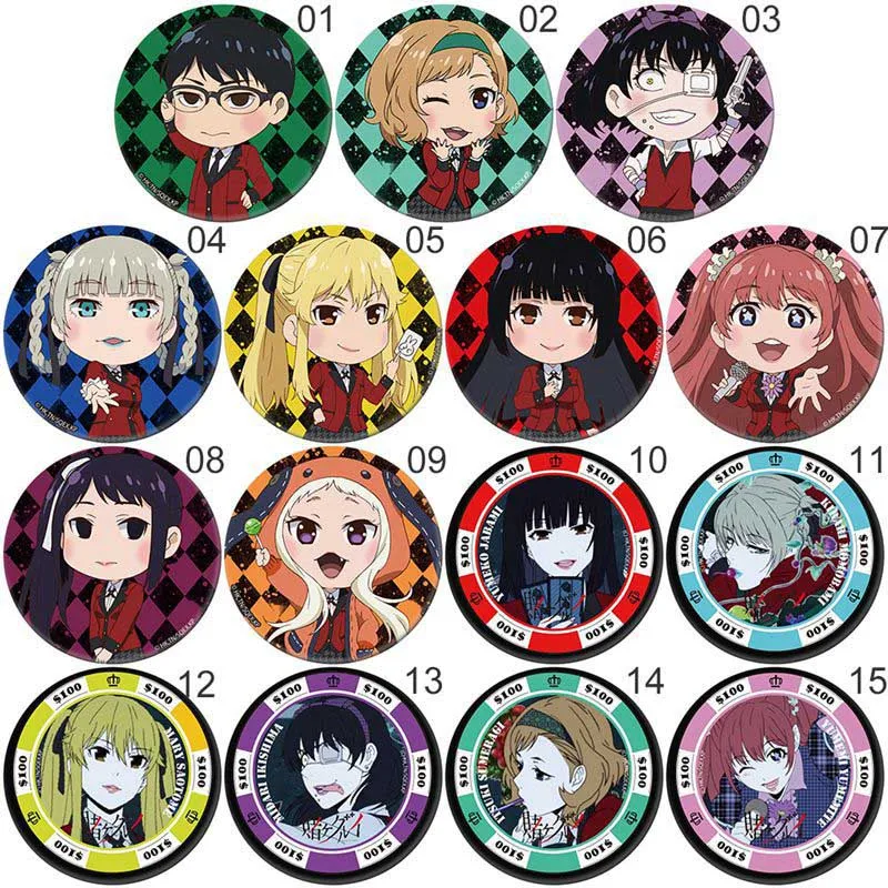 

Anime Kakegurui Compulsive Gambler Yumeko Jabami Suzui Ryota Sumeragi Itsuki Nishinotoin Yuriko Cosplay Badge