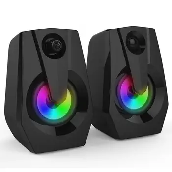 

Multimedia Speaker Bass Stereo Computer Speakers with LED Colorful Lighting Double Horns Mini speaker for music players tablet
