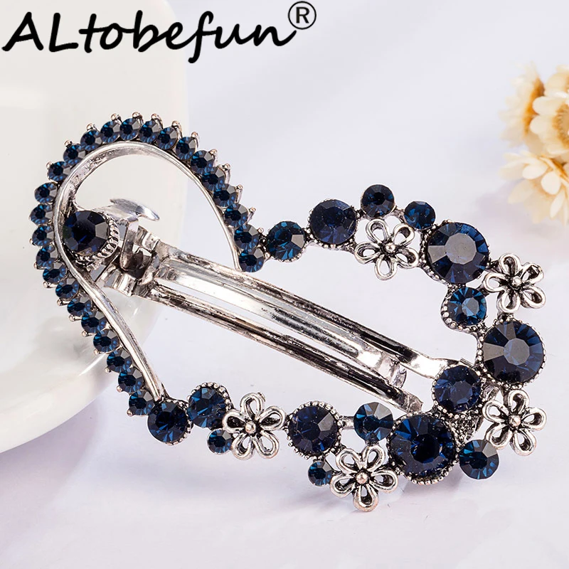 ALTOBEFUN 여성용 크리스탈 꽃무늬 바레트, 여성용 헤어 클립, 우아한 쥬얼리, 신부 머리핀, AE028, 새로운 패션