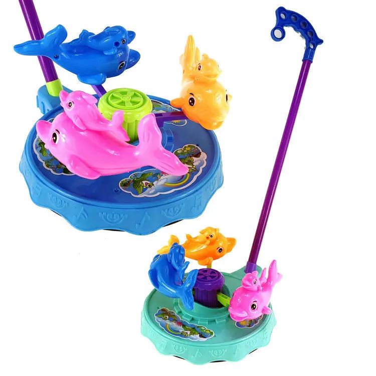 Hand Push Dolphin Turntable Implementation Sound Making 360 ° Rotating Dolphin Disc Baby Toddler Cart Educational Toy
