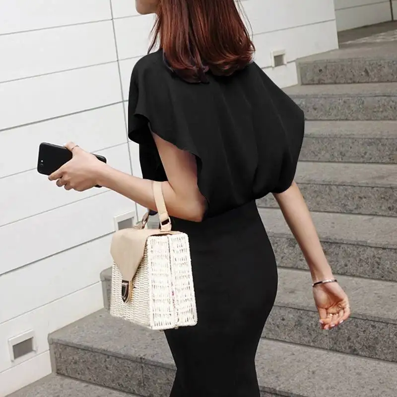 Celmia Plus Size Ruffles Shirts Elegant Women White Chiffon Blouse Summer Short Sleeve Office Tops Buttons Casual Loose Blusas 7