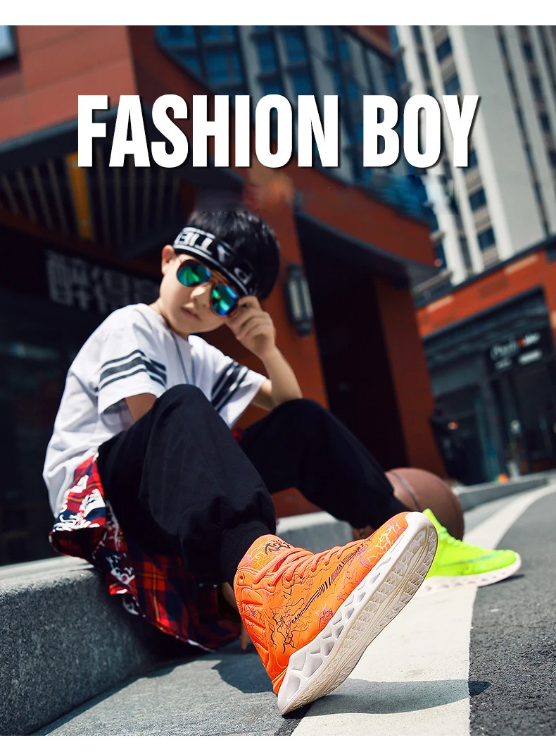 Youth Basketball Shoes New Arrival Children High Toe Sneakers Sport Shoes Kids Boys Waterproof Mandarin Duck Kids School Shoes