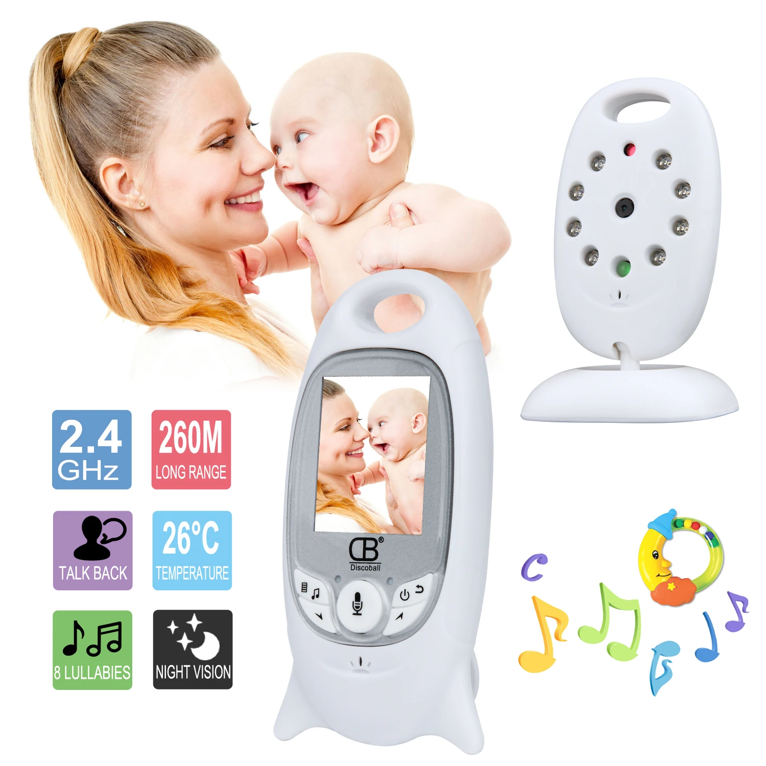 

Infant Wireless Video Baby sleep Monitor Babysitter Security Camera 2 Way Talk Night Vision IR LED Temperature Monitoring