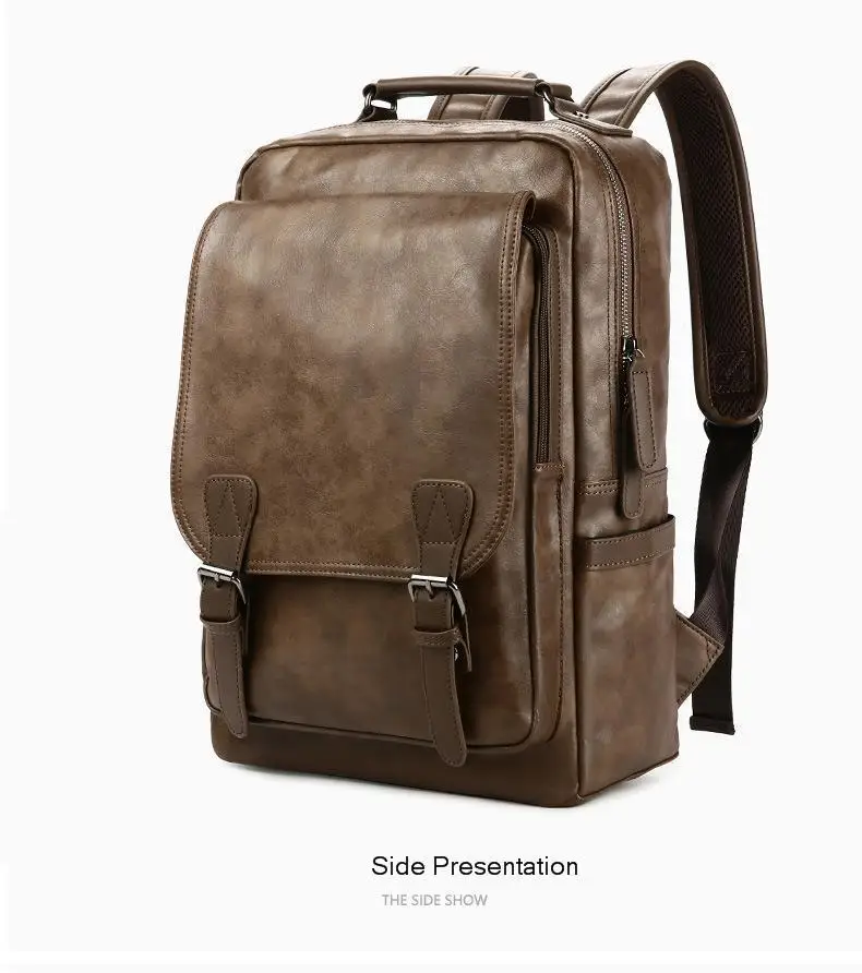 Modern minimalist fashion leather shoulder bag men's multi-functional leisure large capacity trend travel student computer bag