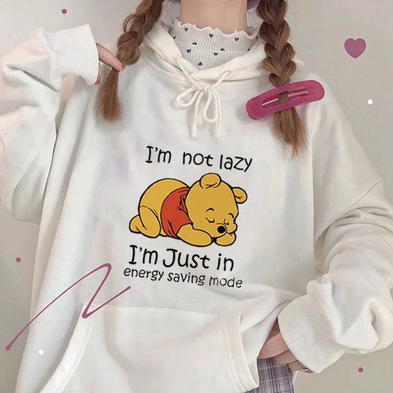 Женские толстовки Harajuku милые пуловеры свитшоты Kawaii принт с медведем аниме