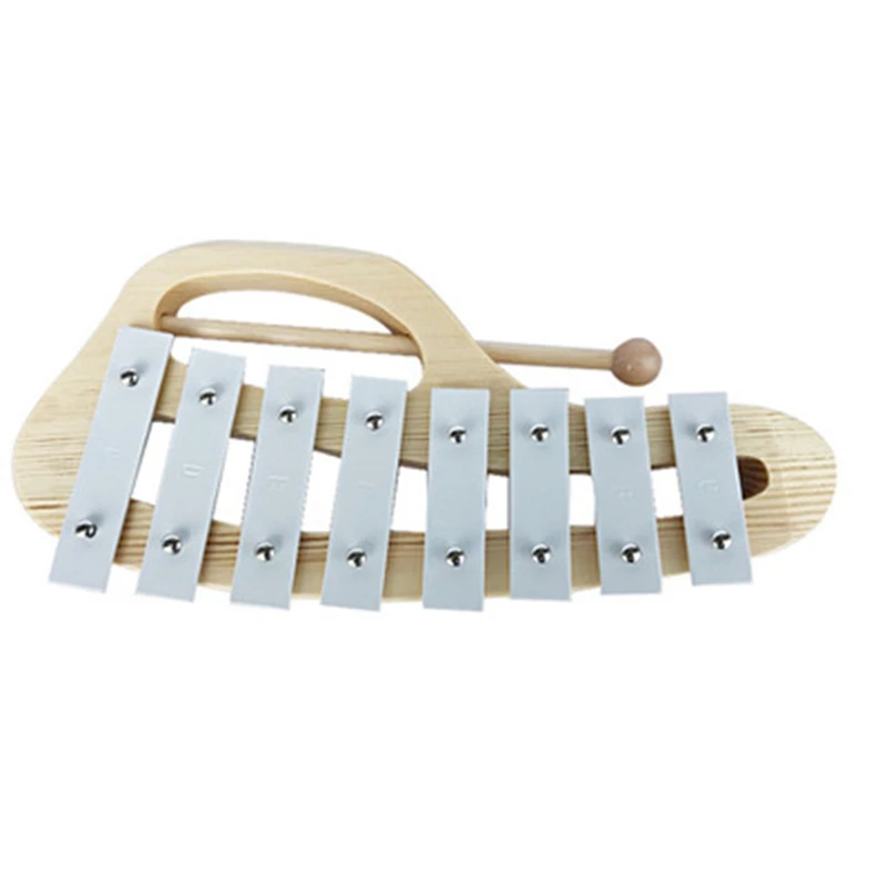 Ручной стук ксилофон Glockenspiel с молотками 8 тонов алюминиевый лист деревянный музыкальный инструмент дошкольные Развивающие игрушки для Ki