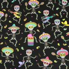 45X110 см Корейская импортная черная хлопковая ткань с изображением сахарного черепа для концертов, одежда для девочек домашний текстиль, чехол для подушки, DIY-BK770