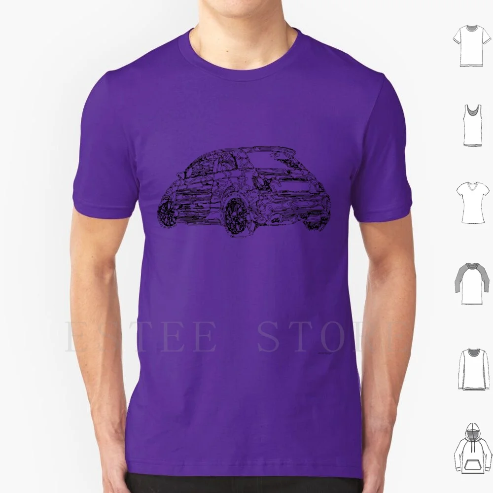 Abarth 595 500 T-Shirt Con Disegno A Tratteggio Stampa Cotone Abarth 595 500 Quinecesimo Fiat Fiat Racing Abarth Competizione Disegno A Tratteggio