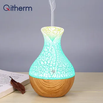

7 Color Changing LED Lights for Office Home 400ml Aroma Essential Oil Diffuser Ultrasonic Air Humidifier with Wood Grain